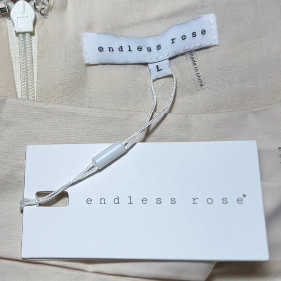 Endless Rose - Ruched Puff Sleeve Dress - Large - Ivory - Picture 5 of 8